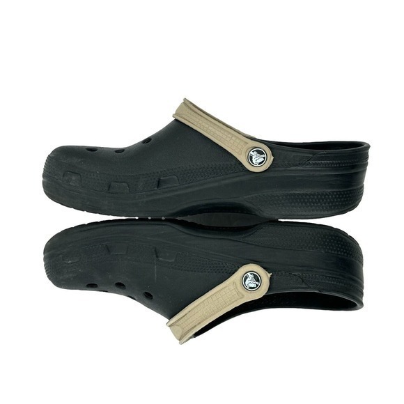 Crocs Unisex Biya Classic Slip-On Clogs Black Tan Strap Sz‎ Men 8 Women 10 - Picture 7 of 11